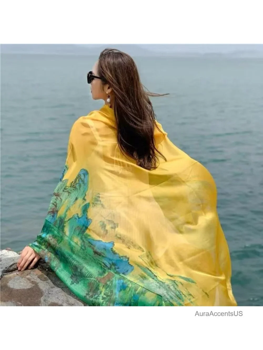 Large Silk Feeling Scarf Fashion Shawl Wrap Sun Protection